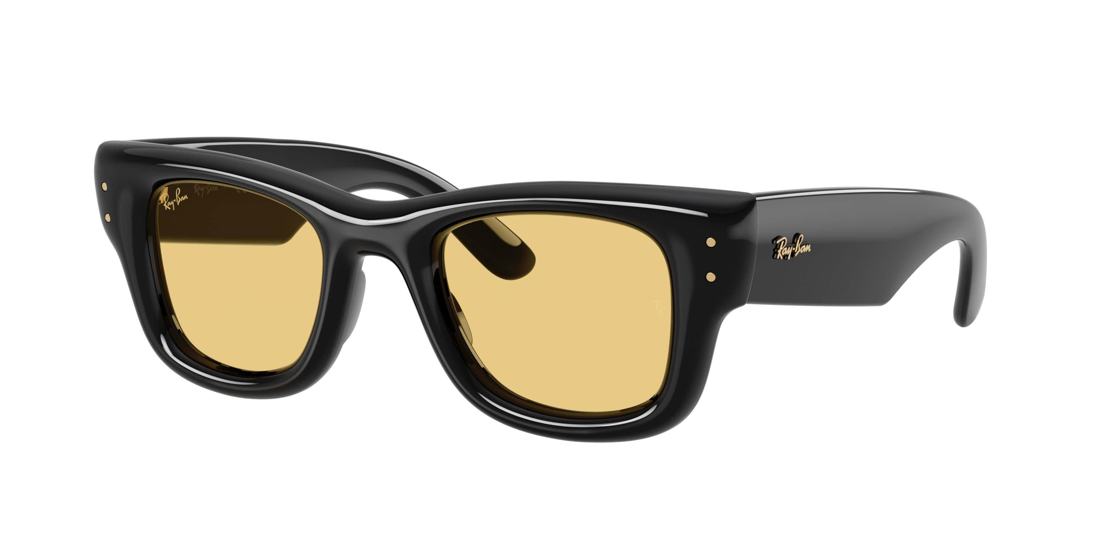 Ray-Ban Wayfarer Puffer Yellow Sunglasses – Polished Black